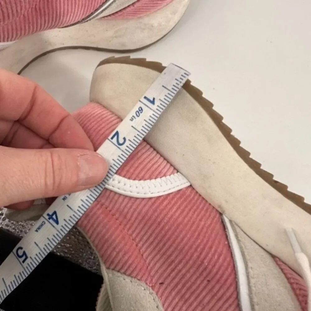 GOOD NEWS Kook suede-trimmed corduroy sneakers‎ Pink Size 39 US Size 9 Platform